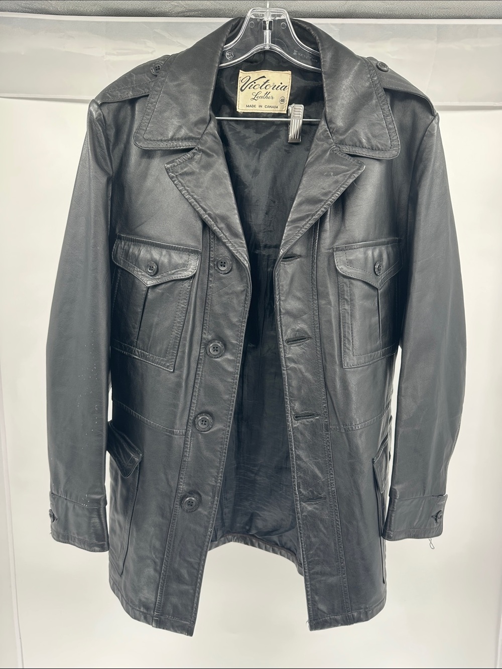 Men’s Black Leather Trench Coat